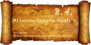 Miloszavlyevits Aldán névjegykártya